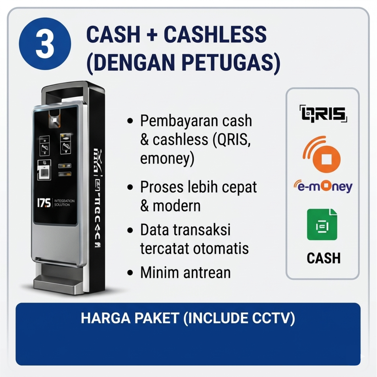 sistem parkir cash + cashless